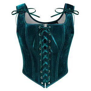 6792 Renaissance Overbust Corset Lace Up Bustier Bodice Vintage Velvet